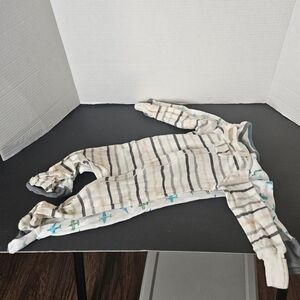 Cloud Island Striped Bodysuit - Cream and Gray Members Mark - Blue & White